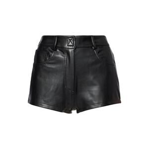 Norma Kamali Black Polyurethane High-Rise Faux Leather Shorts Size M